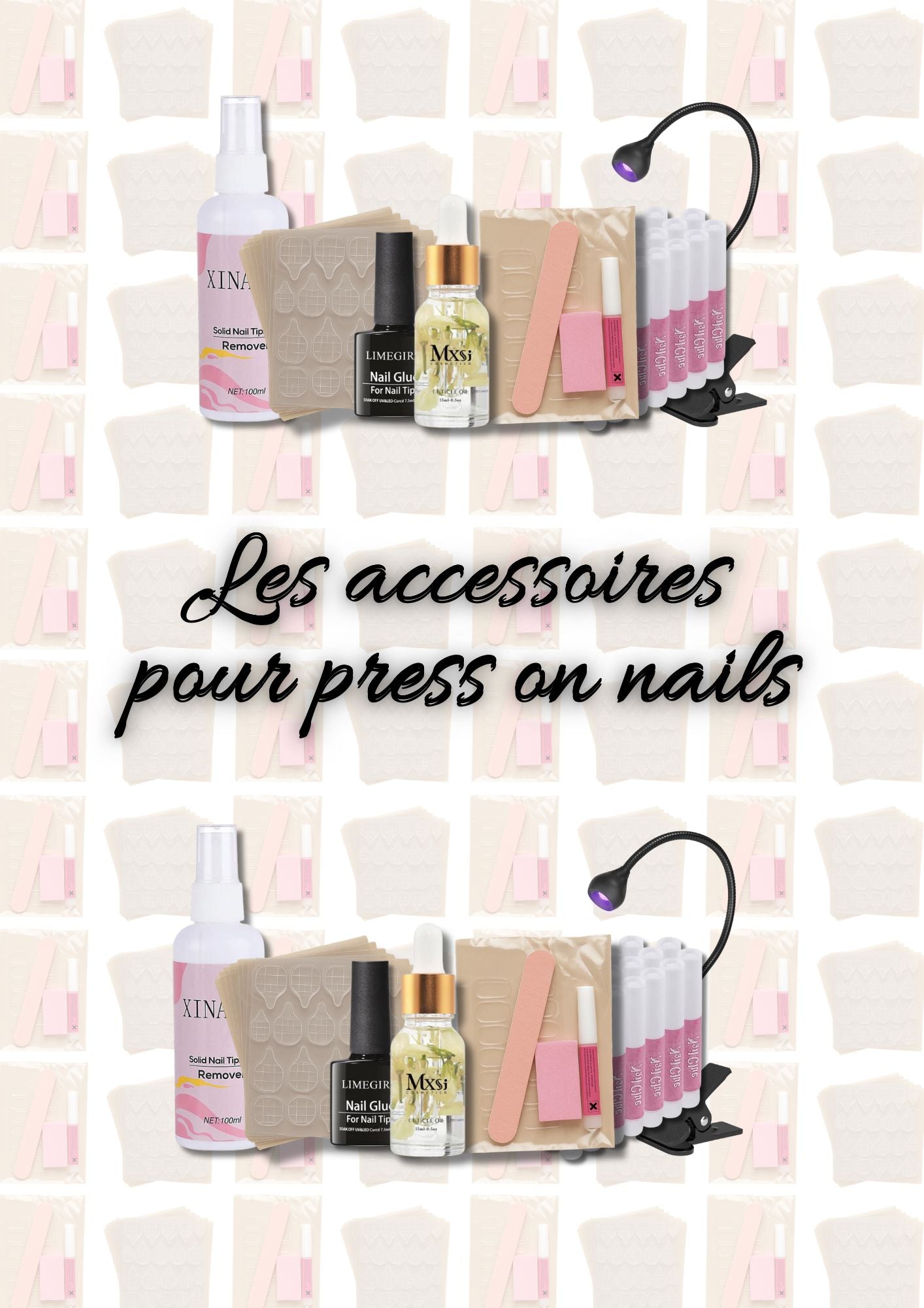 collection d'accesoires de press-on-nails